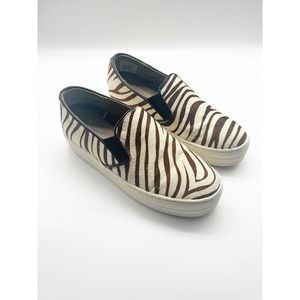 Skechers Street Rise Fit Zebra Print Calf Hair Platform Slip On Sneakers Size 7